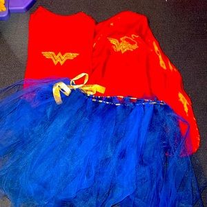 Wonder Woman Halloween costume adult with skirt cape and shirt